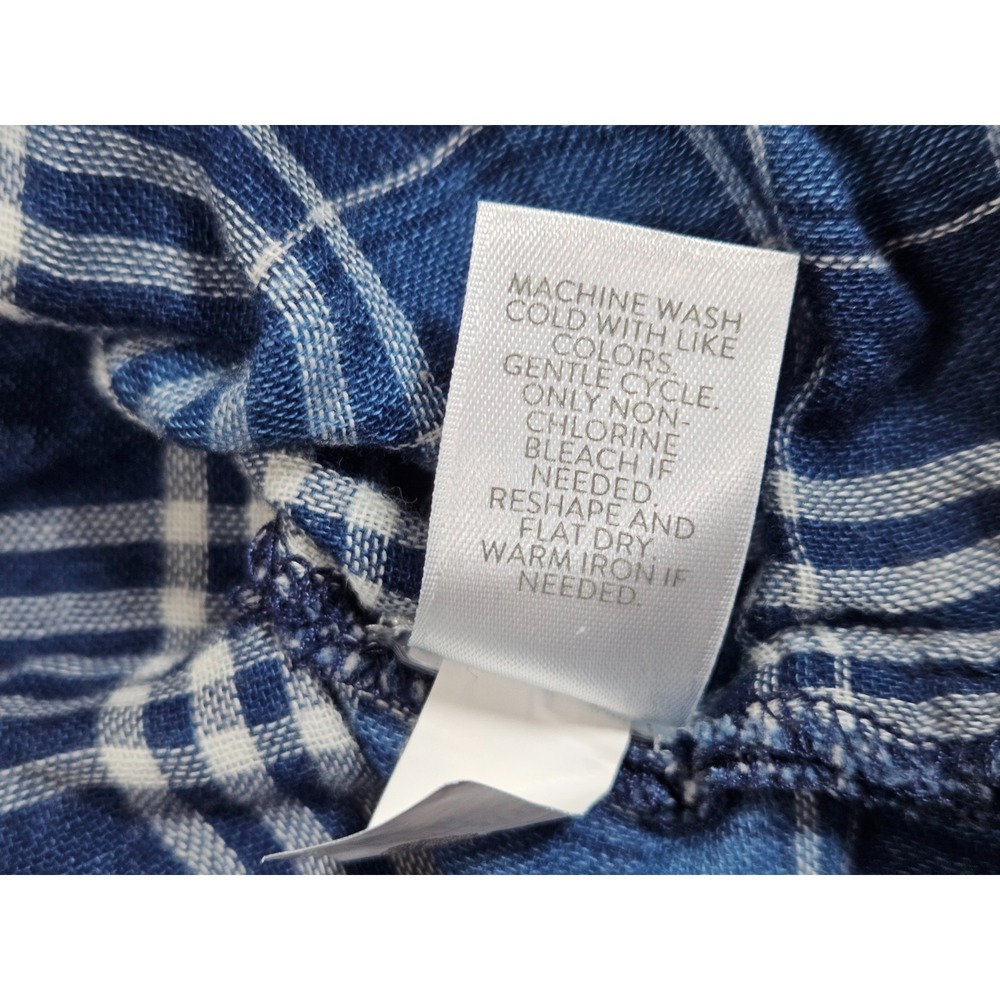 J. Jill Button Front Shirt Womens Small Blue White Plaid Cotton Ombre Tunic - Picture 8 of 9